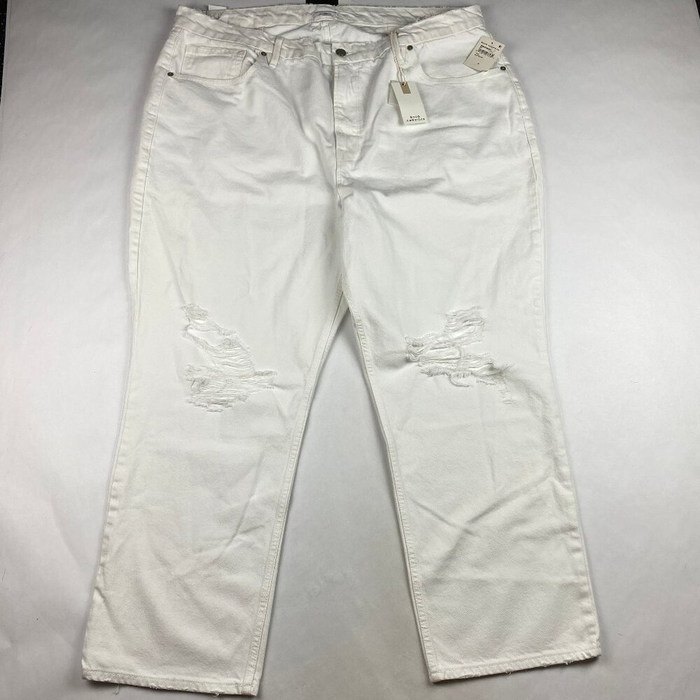 NWT Good American Jeans Women's Size 20 Good '90s Duster Natural Fray White